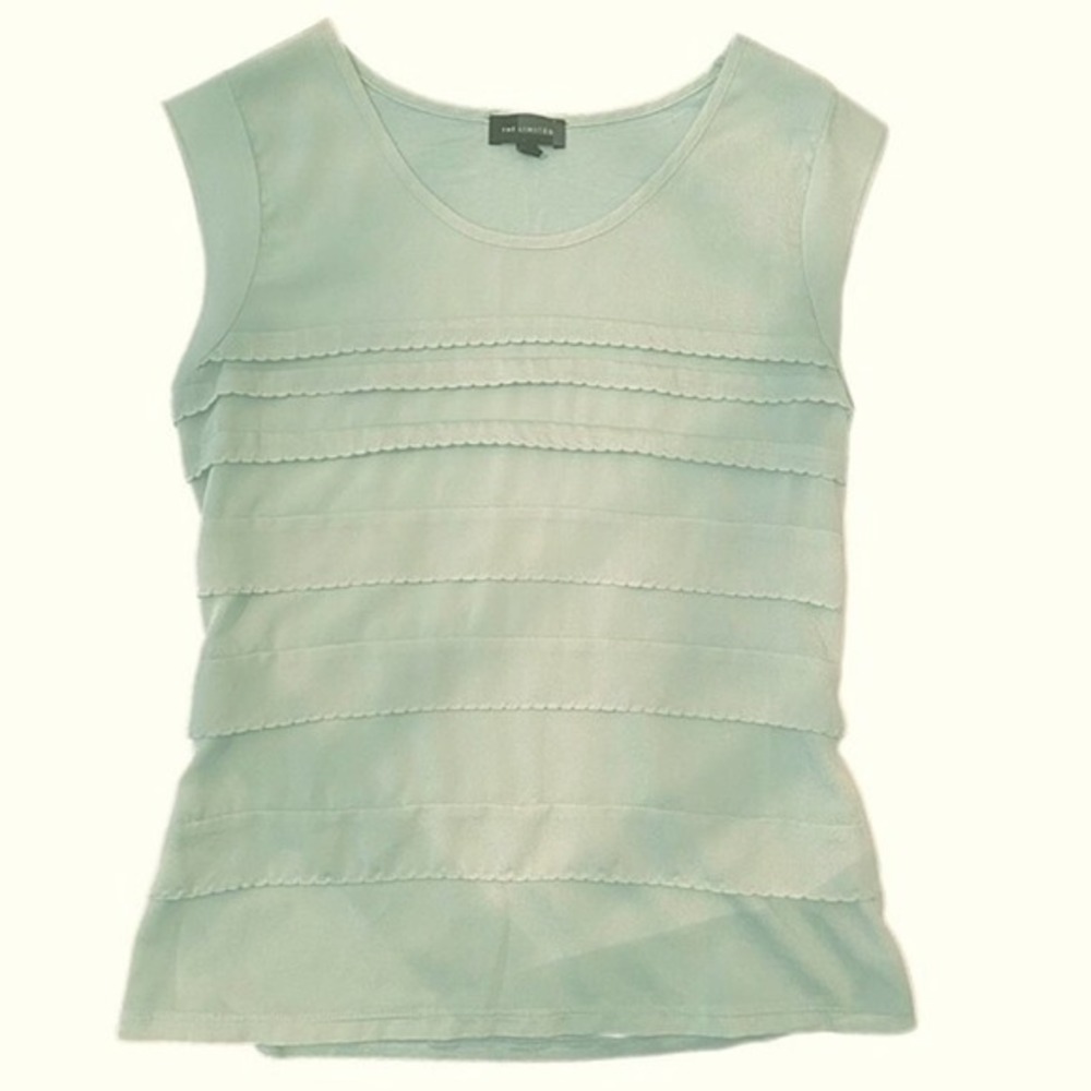 THE LIMITED Mint Green Tiered Scalloped Sheer Top
